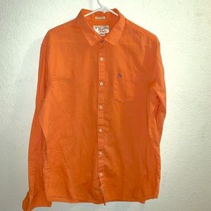 Penguin Linen & Cotton Orange Button Up Shirt